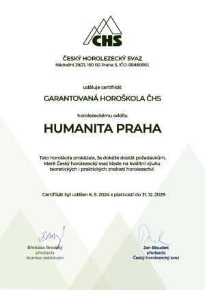 Certifikat GH 2024 HO Humanita